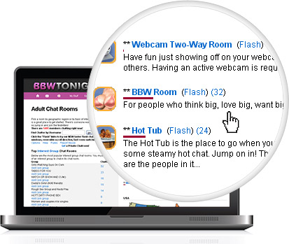 BBW Chat Rooms - Magnified Screen shot of chat room